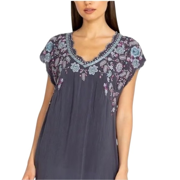 Johnny Was Tops - Johnny Was Embroidered Floral Cupra